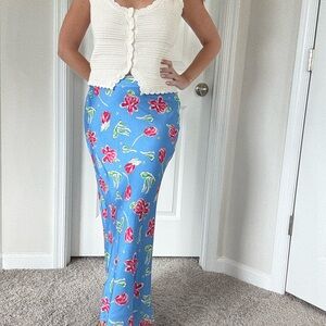 Floral Blue Maxi Skirt